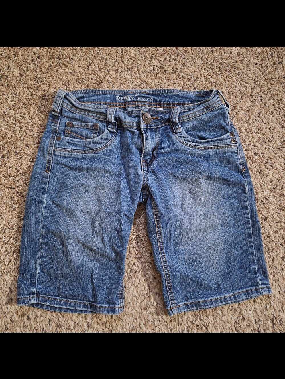 Revolt Jeans Co Y2K Ultra Low Rise Denim Bermuda Shorts Size 5